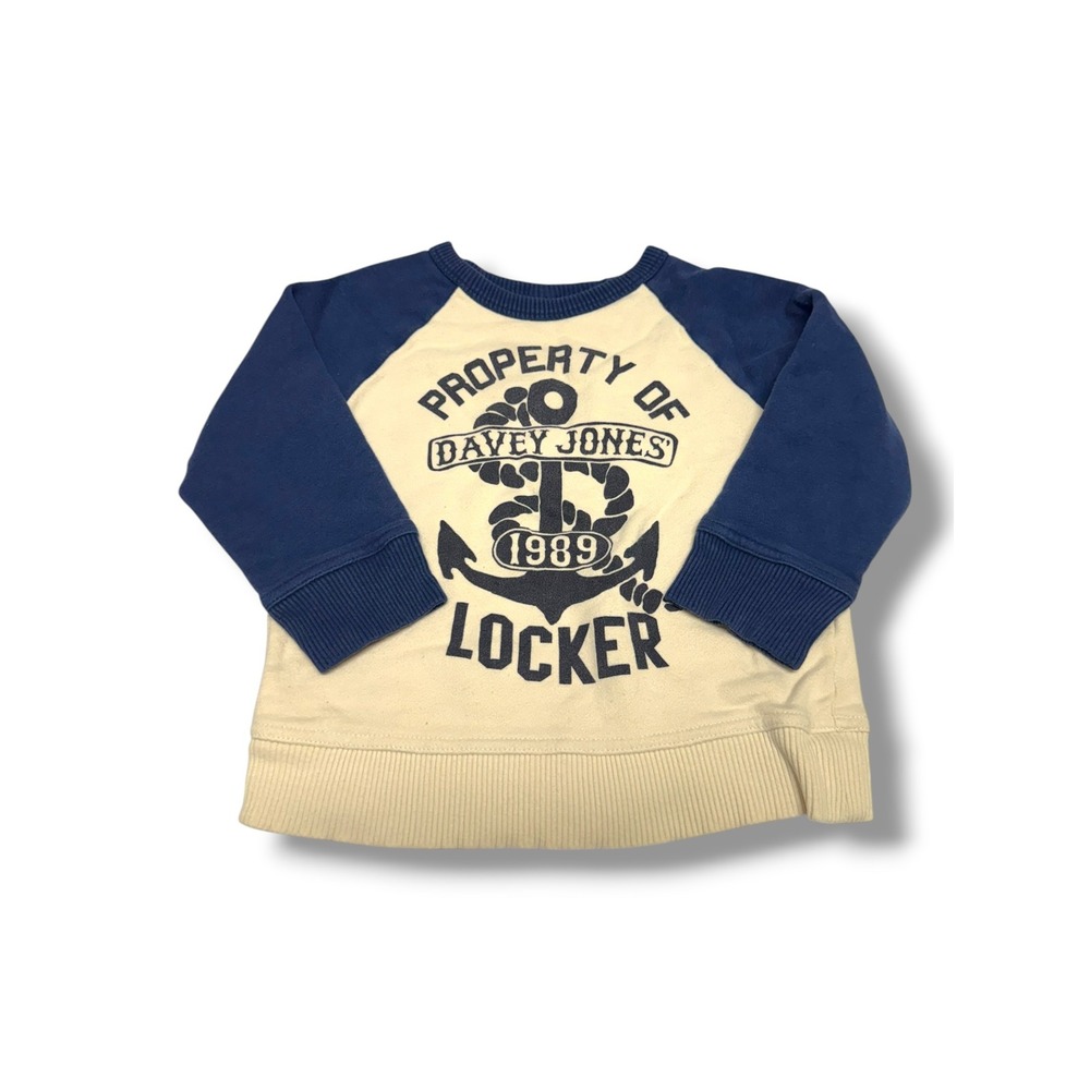 Gap Toddler‎ Navy Cream Raglan Nautical Anchor Sweatshirt 2 Davey Jones